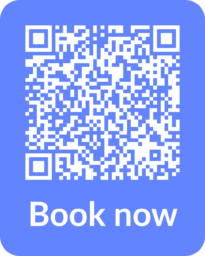 qr sticker blue for booking page